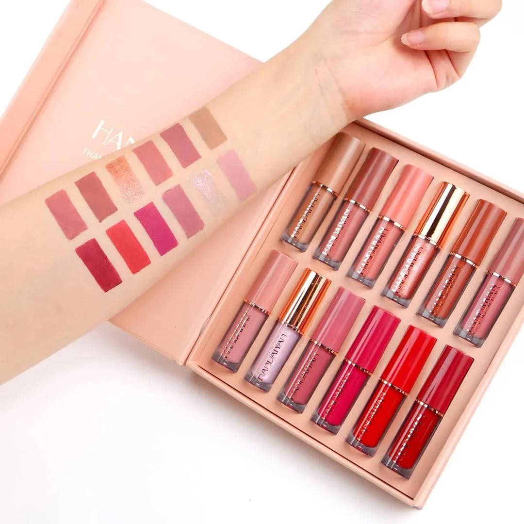 Glossy Finish Lip Gloss & Lipstick Pack of 12