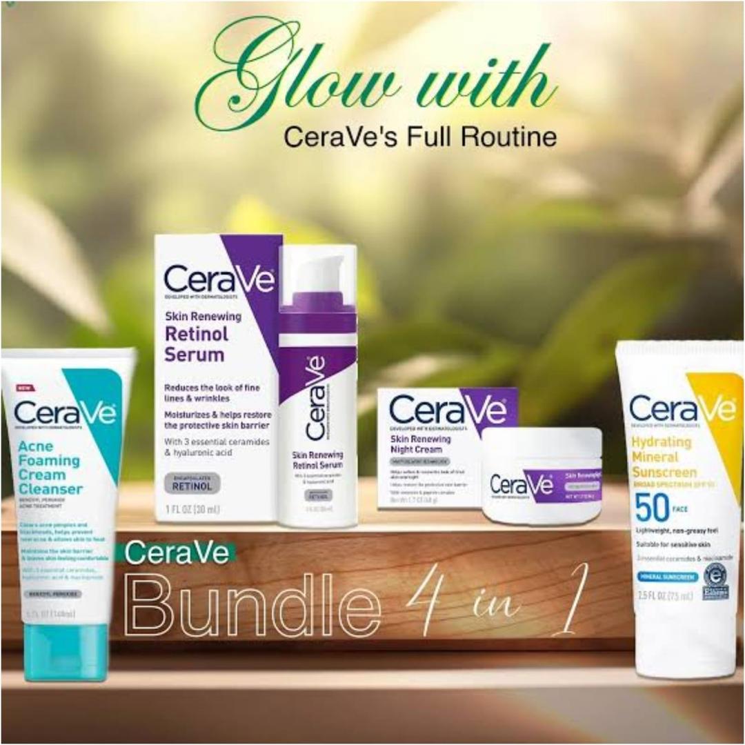 Cerva 4 in 1 Skincare Bundle Night Cream Serum Sunblock Cleanser